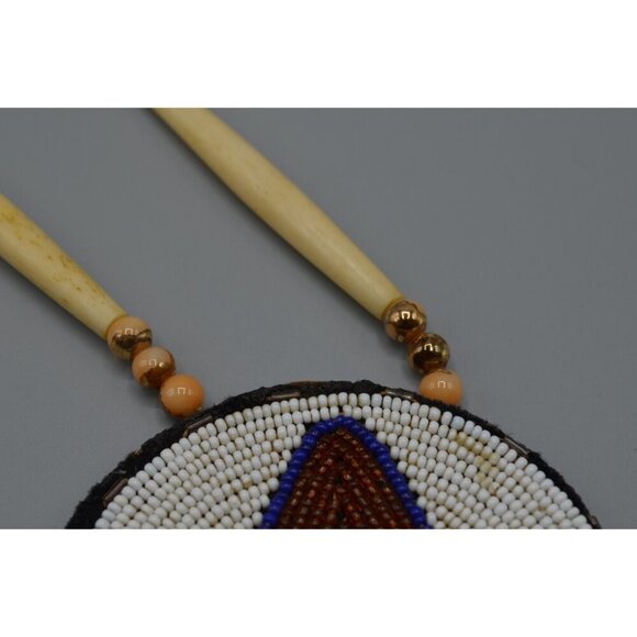 Native Canadian Beadwork Rosette Medallion Art Jewelry Handmade First Nations BC - Picture 4 of 12